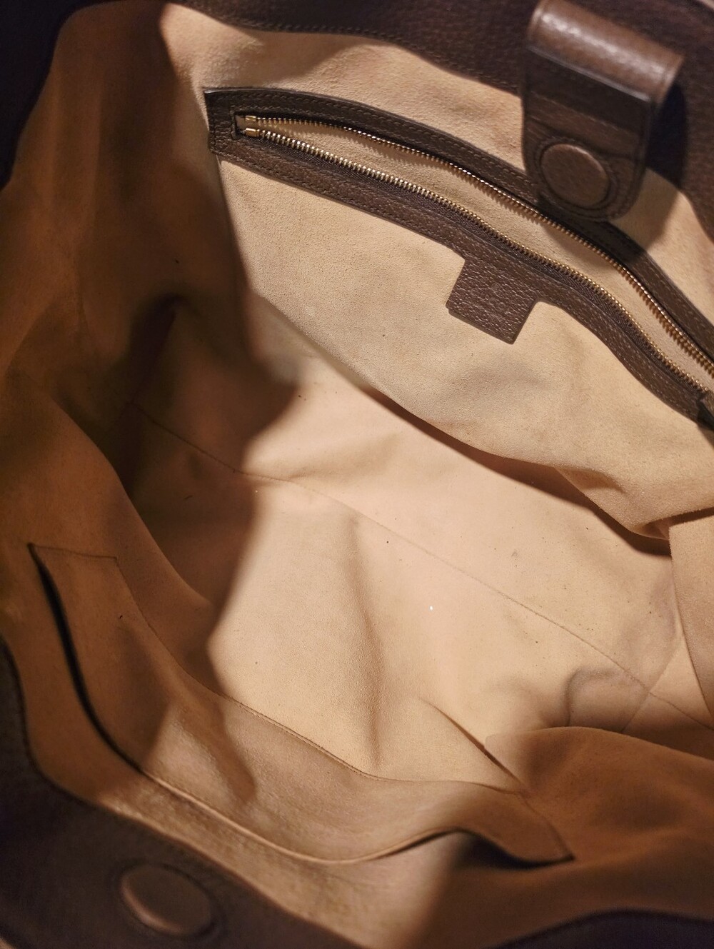 Gucci Ophidia Beige GG Canvas Tote with Brown Trim and Green-Red Web - Picture 7 of 16